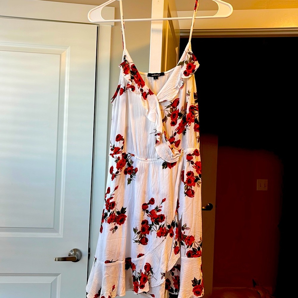 White floral mini dress